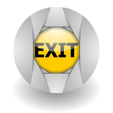 Exit steel glosssy icon clipart