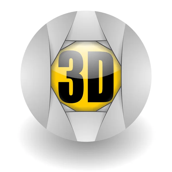Pantalla 3D icono brillante de acero — Foto de Stock