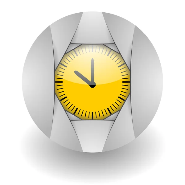 Relógio ícone de aço brilhante — Fotografia de Stock