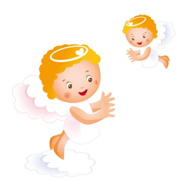 Two small happy angels clipart