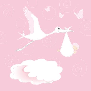 Baby newborn and stork clipart