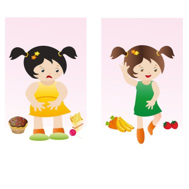 Fat and slim girl clipart