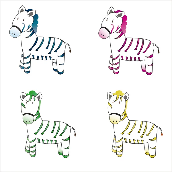 Zebra diferente cor —  Vetores de Stock