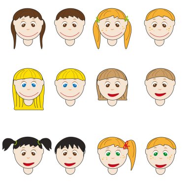 Kids heads clipart