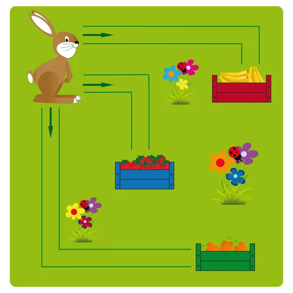 Rätsel - Kaninchen und Möhren — Stockvektor