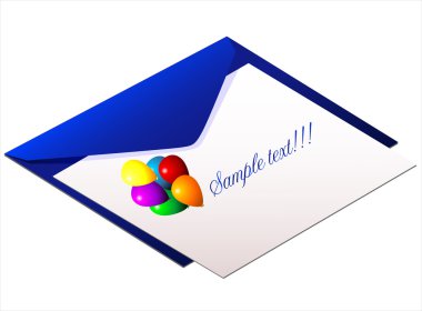 blue envelope with message, vector clipart