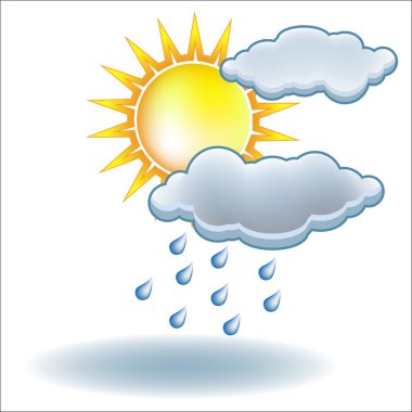 Sun rain cloud icon vector clipart