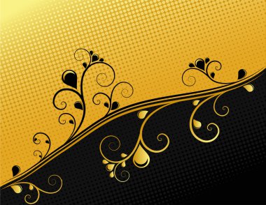 Black and gold ornamental background, vector clipart