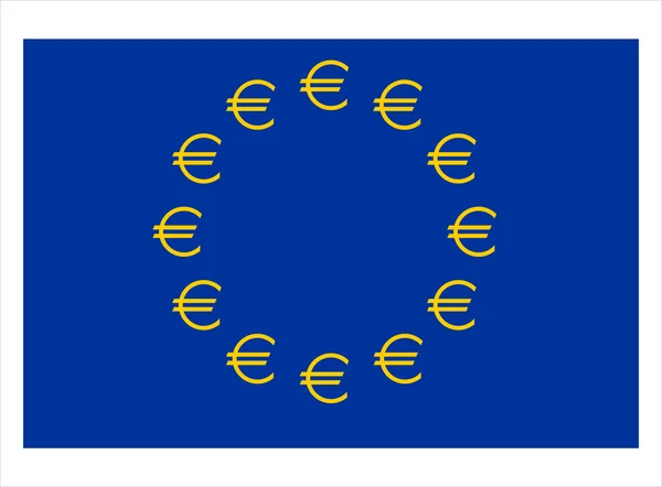 Bandera europea con euro, vector — Archivo Imágenes Vectoriales