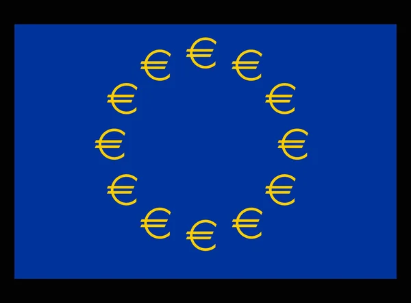 Ευρωπαϊκή σημαία με το ευρώ, του φορέα — Διανυσματικό Αρχείο