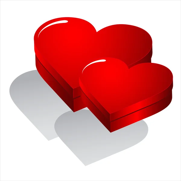 Kırmızı kalp kutu, vektör — Stok Vektör