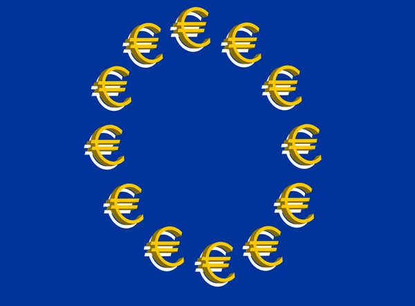 Ευρωπαϊκή σημαία με το ευρώ, του φορέα — Διανυσματικό Αρχείο