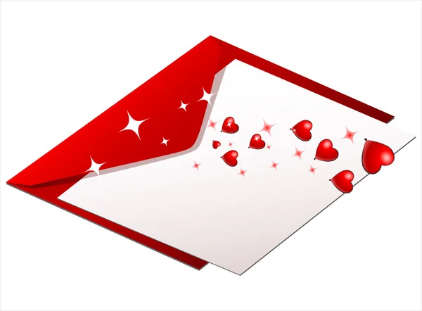 Czerwona koperta z wiadomością miłosną, wektor — Wektor stockowy