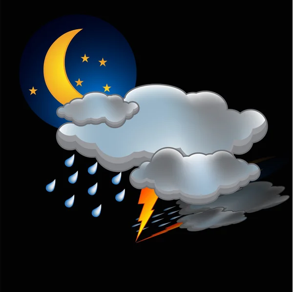 Moon rain cloud icon vector — Stock Vector