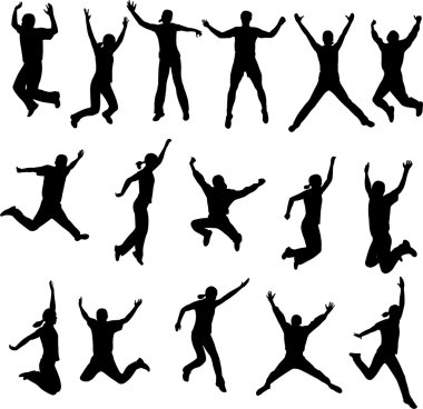 Jumping silhouettes clipart