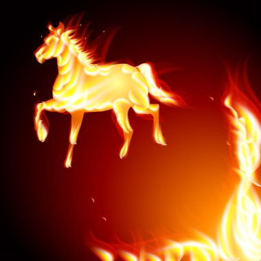 Fiery stallion. Horse clipart