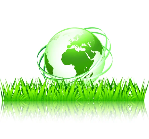 Green globe with grass — Stock Vector