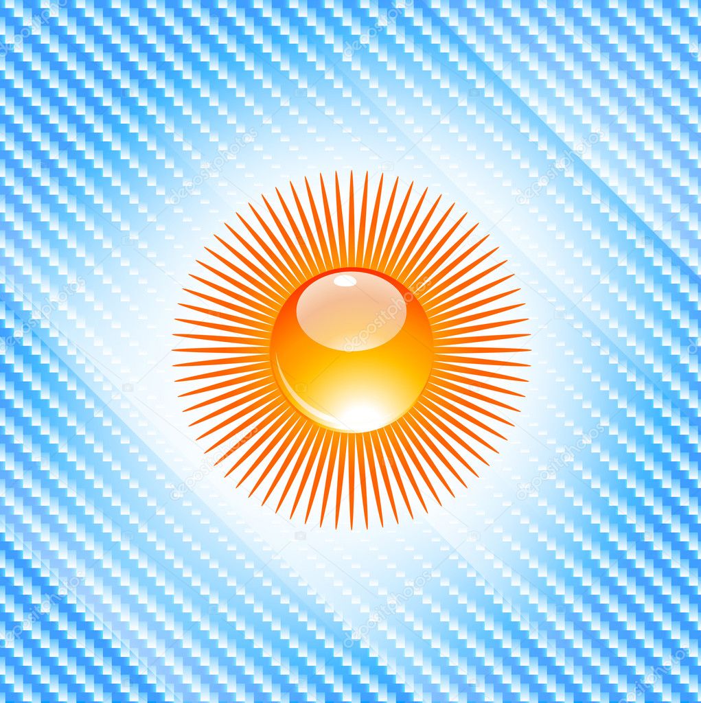 Vector sun symbol on blue background