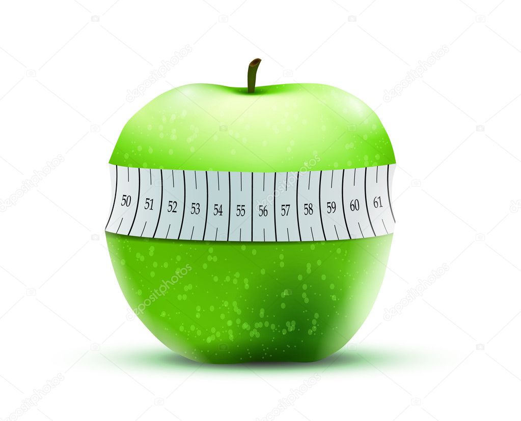 Apple and measuring tape, vector illustration