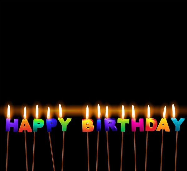 Brinnande ljus med orden "happy birthday" — Stock vektor