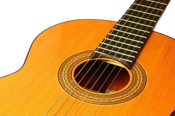 Podrobnosti Klasické Dřevěné Španělská Kytara — Stock fotografie