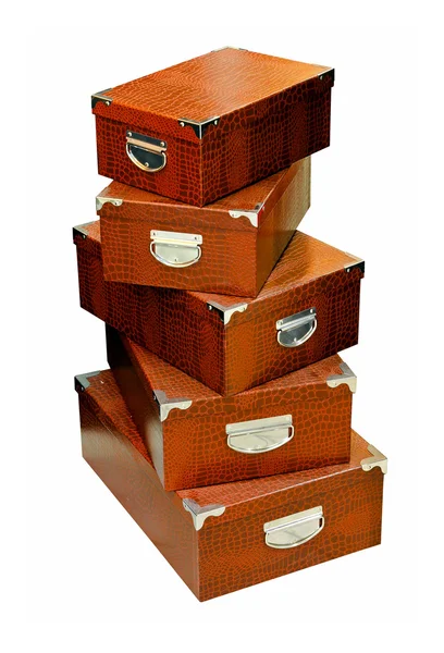 Cajas de cuero marrón — Foto de Stock