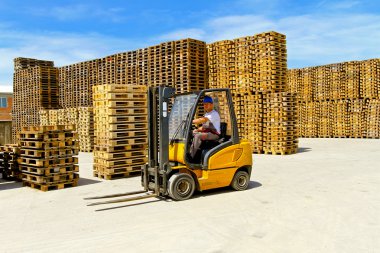 Yellow forklift clipart