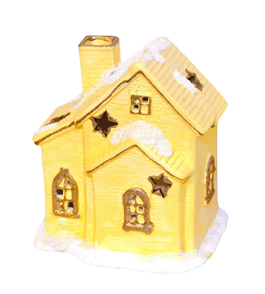 Casa amarela isolada — Fotografia de Stock