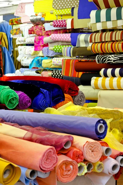 Fabric rolls sklad — Stock fotografie