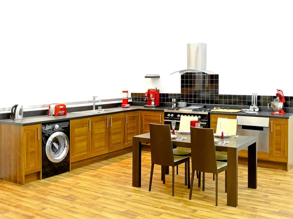 Interieur Van Moderne Keuken Met Eettafel — Stockfoto