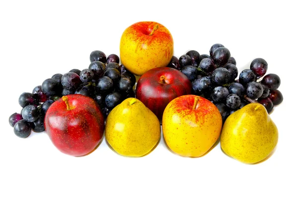 Bunch Fresh Organic Fruits White Background — Stock Photo, Image