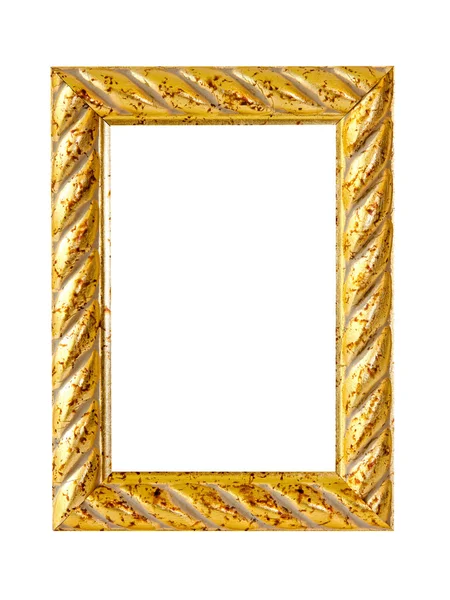 Gold Wooden Frame Isolated Clipping Path Included — Stock Photo, Image