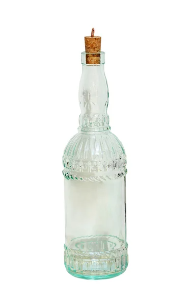 Retro Glazen Fles Met Kurk Geïsoleerd Met Uitknippad Opgenomen — Stockfoto