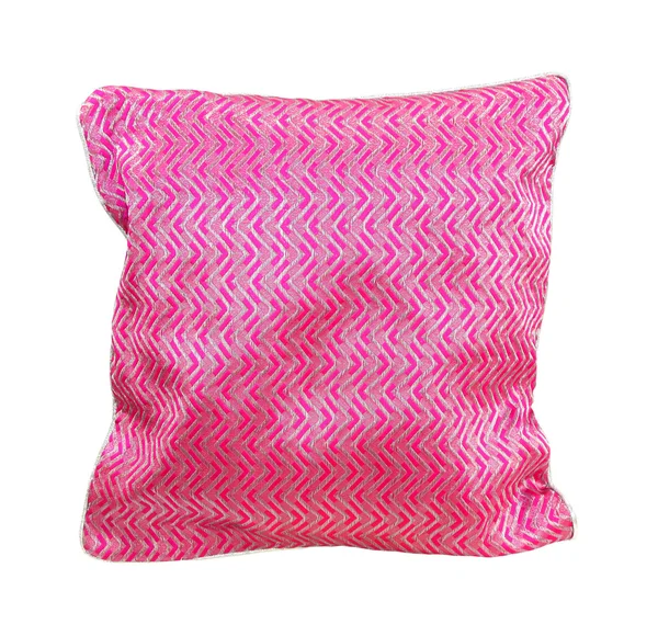 Travesseiro Rosa Decorativo Isolado Com Recorte Caminho Incluído — Fotografia de Stock