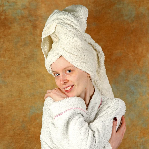 stock image Bathrobe girl