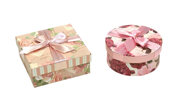 用剪切路径包括隔绝的粉色花卉装饰盒 — 图库照片