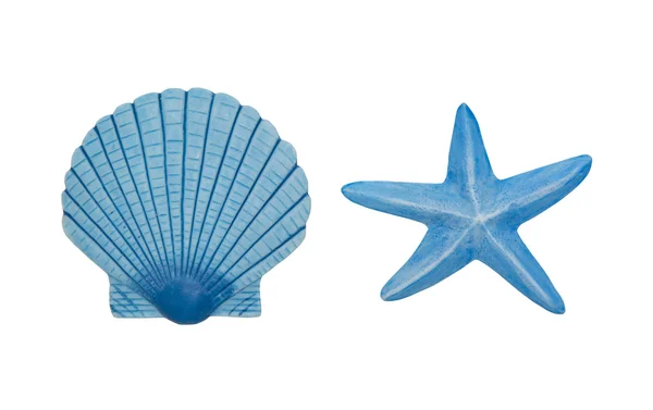 Sea Star Och Shell Ornament Isolerade Med Urklippsbana Ingår — Stockfoto