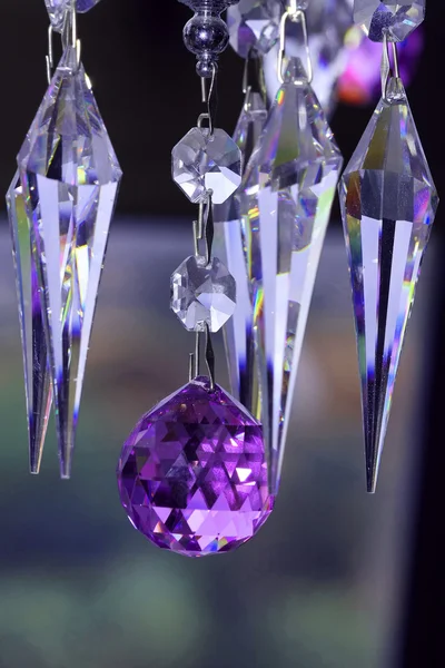 Detail Crystal Pendants Old Chandelier — Stock Photo, Image
