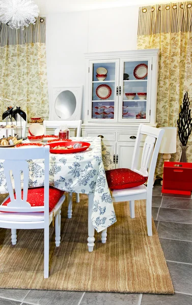Retro Style Interior Dining Room White — Stock Photo, Image