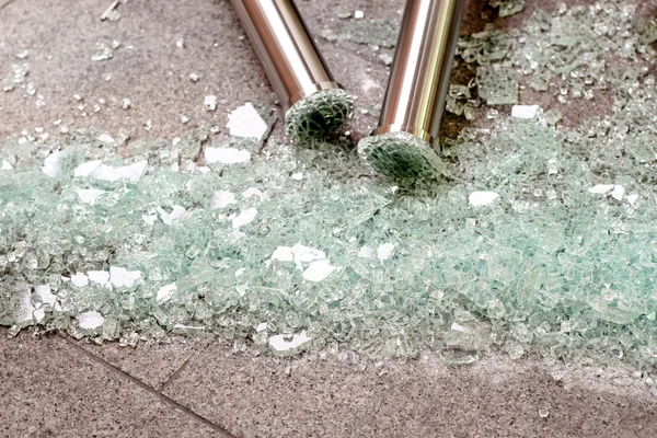 Stock image Big pile of broken glass after destruction damage