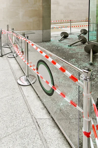 stock image Hooliganism destruction with lot of broken glass