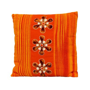 Dekoratif turuncu yastık izole kırpma yoluyla dahil