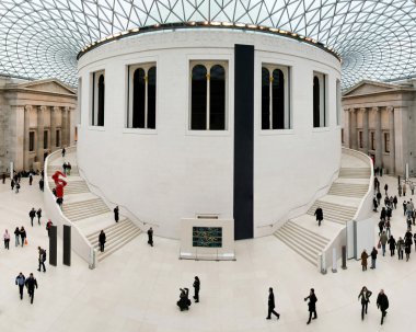 Interior shot of great hall in British museum clipart