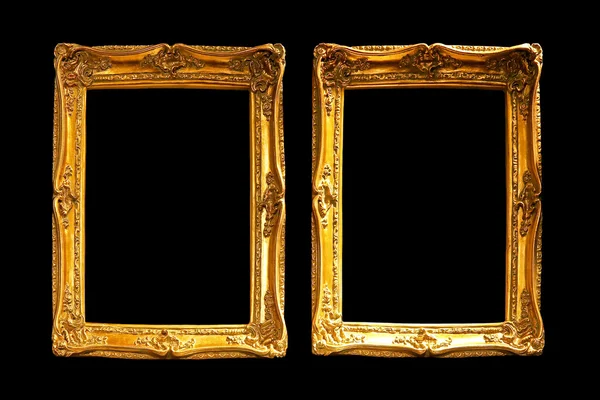 stock image Two frames in gold isolated on black