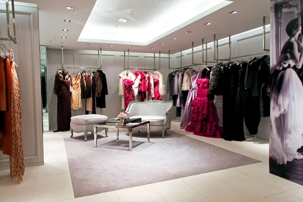 stock image Interior shot of designer shop for woman cloth