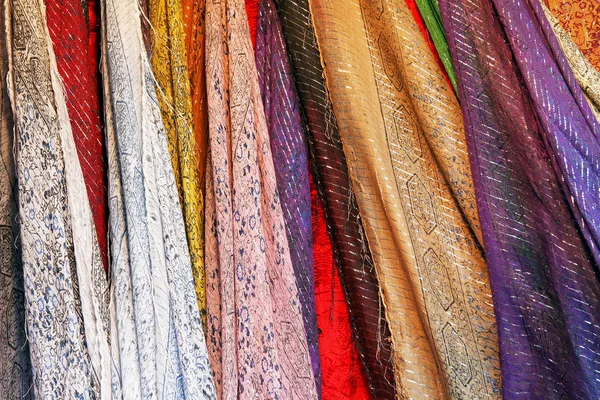 Bunch Colorful Shiny Scarves Textile — Stock Photo, Image