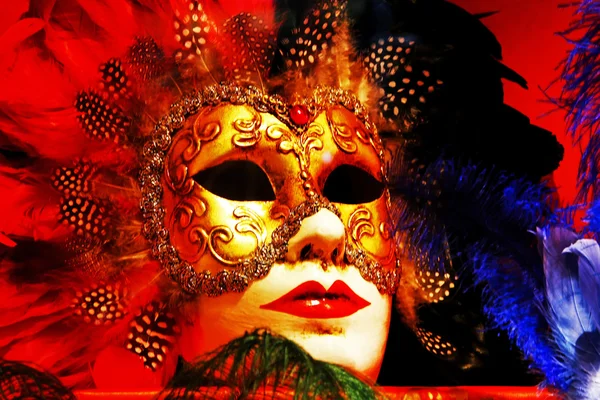 Máscara Decorativa Colorida Feita Veneza — Fotografia de Stock