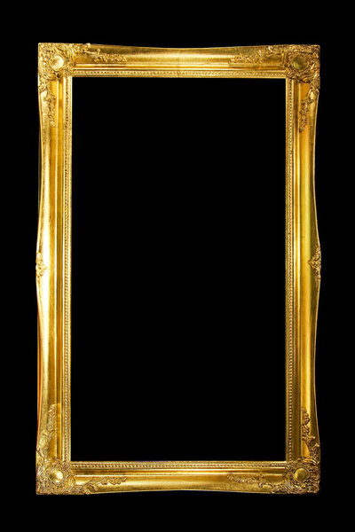Portrait frame in gold isolated included clipping path