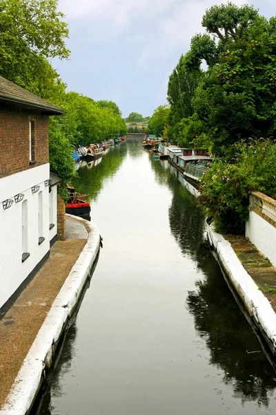 Parte Canal Longa Estreita Vias Navegáveis — Fotografia de Stock