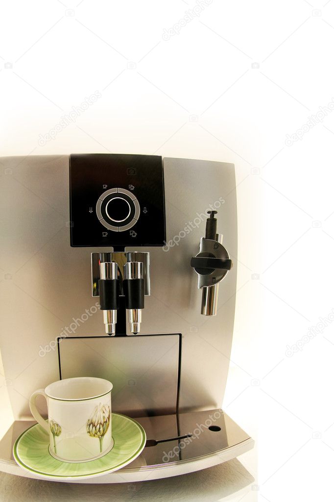 Close up shot of modern coffee machine